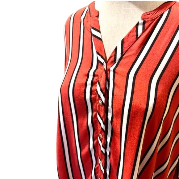Turkish designed Grandi Red and white striped element blouse, size M - Picture 2 of 16